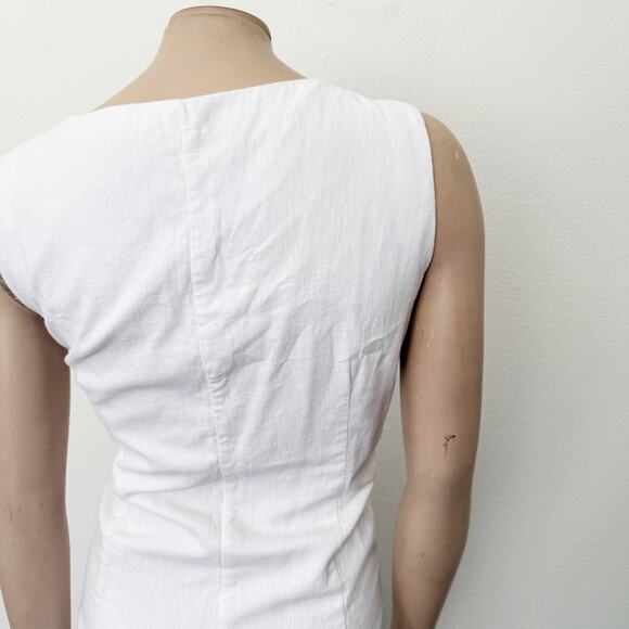 [Abercrombie & Fitch] White Square Neck Button Front Linen Mini Dress XXL Tall - Picture 10 of 12